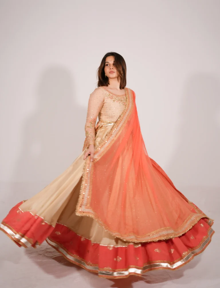 Gold 3-Piece Stitched Lehnga Choli Set