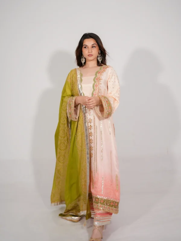 Soft Peach 3-Piece Stitched Chunri Suit - XXL